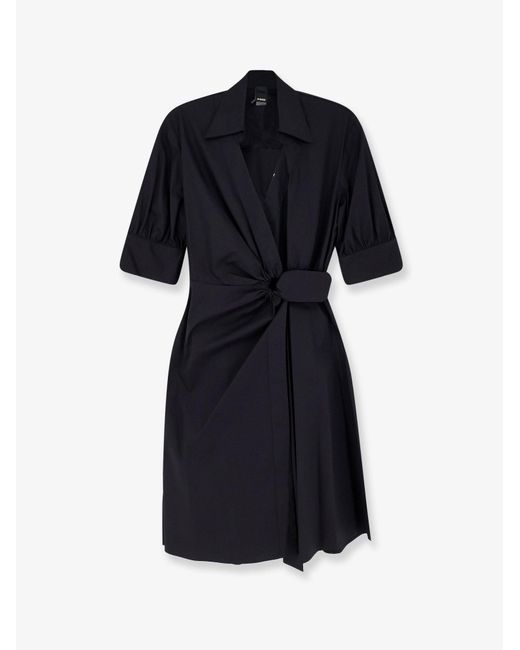 pinko dress black Women's Black, Long-Sleeve Form-Fitted Dress Shirt