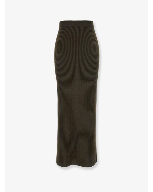 Max Mara Green Boris Wool And Cashmere Long Skirt