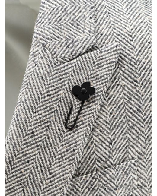 Lardini Gray Double-Breastted Virgin Wool Coat for men