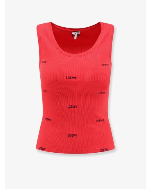 Loewe Cotton Tank Top With All-Over Embroidered Logo Lettering