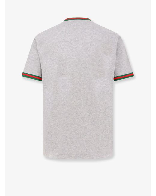 Gucci White Cotton T-Shirt With Web Detail for men