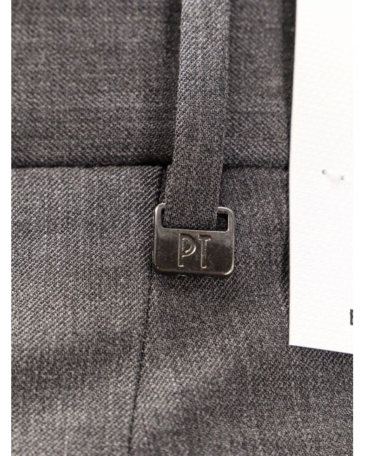 PT Torino Gray Michael Reworked Stretch Wool Trousers for men