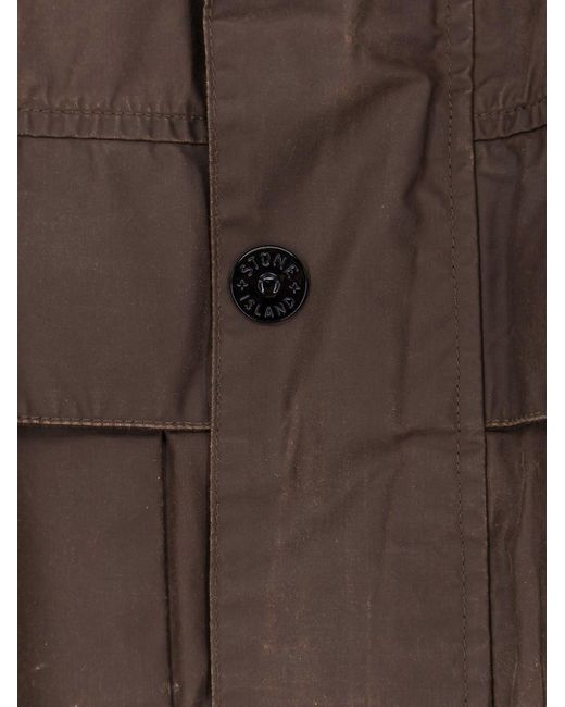 Stone Island Brown Waxed Pigment Cotton Tela Jacket for men