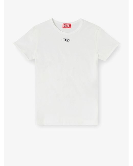 DIESEL White T-Uncutieslong-Od Cotton Blend T-Shirt