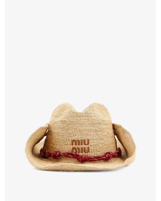 Miu Miu Natural Raffia Hat
