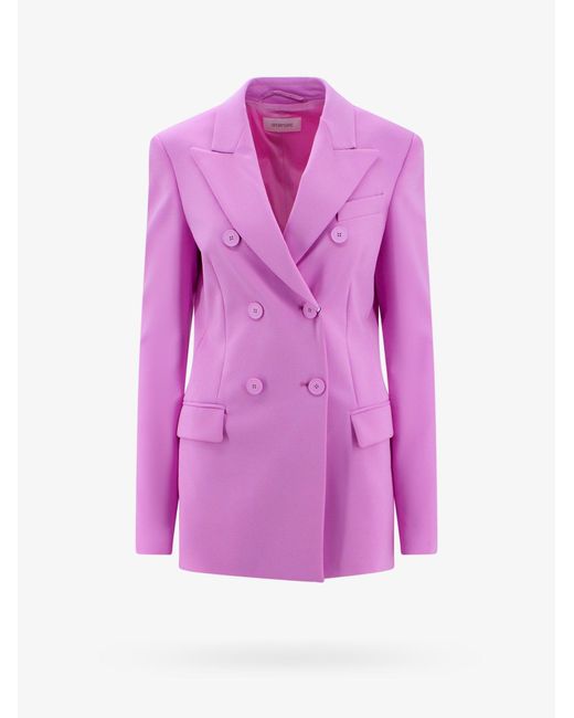 Sportmax Pink Double-breasted Closure With Buttons Lined Peak Lapel Blazers E Vests
