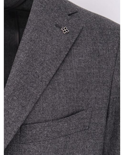 Tagliatore Gray Single-Breasted Virgin Wool Blazer for men