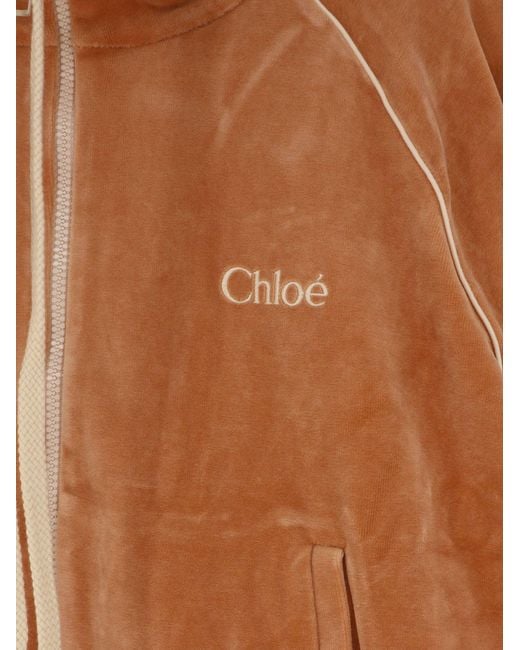 Chloé Brown Chenille Sweatshirt With Logo