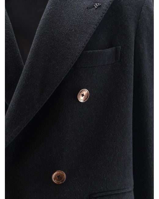 Tagliatore Blue Unlined Virgin Wool And Cashmere Coat for men
