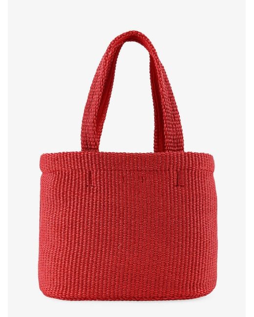 Jimmy Choo Red Raffia Tote Bag