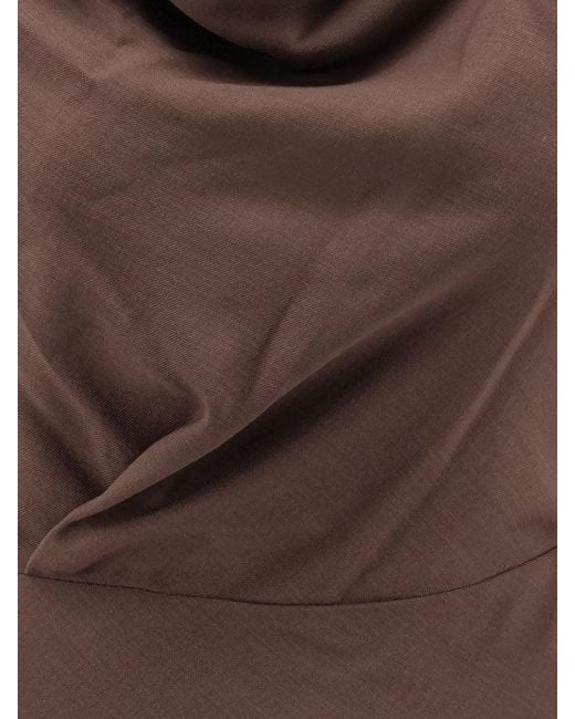 Brunello Cucinelli Brown Flared Twill Fluid Virgin Wool Dress