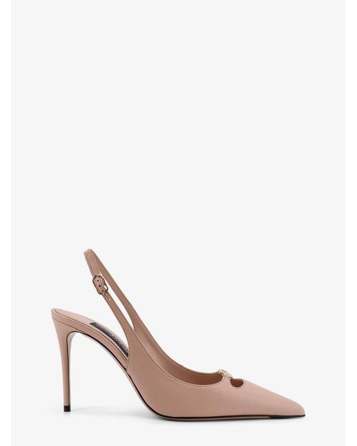 Dolce & Gabbana Pink Leather Pumps With Metal Dg Logo