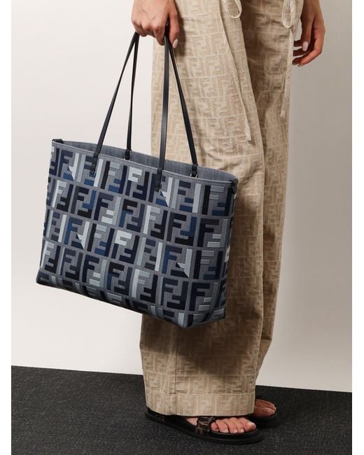 Fendi Blue Bags Tessuto Jacquard Ff