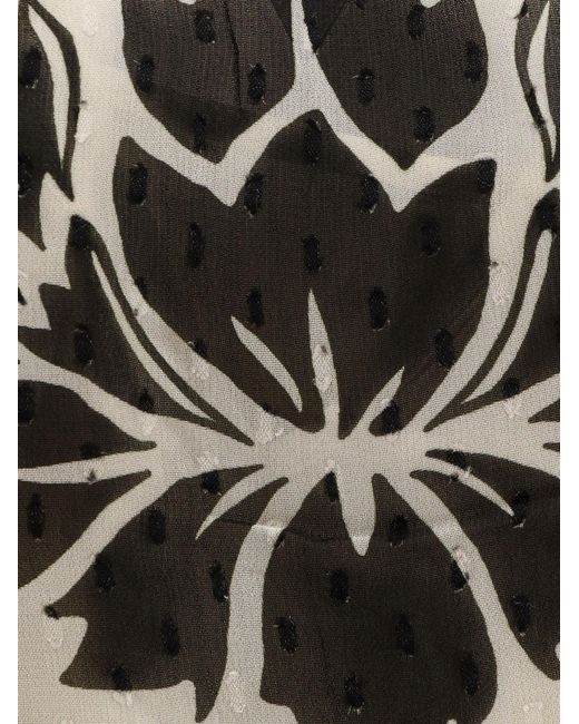 Farm Rio White Viscose Dress With Floral Arabesque Motif