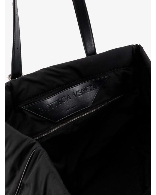 Bottega Veneta Black Padded Nylon Shoulder Bag With Logo Patch for men