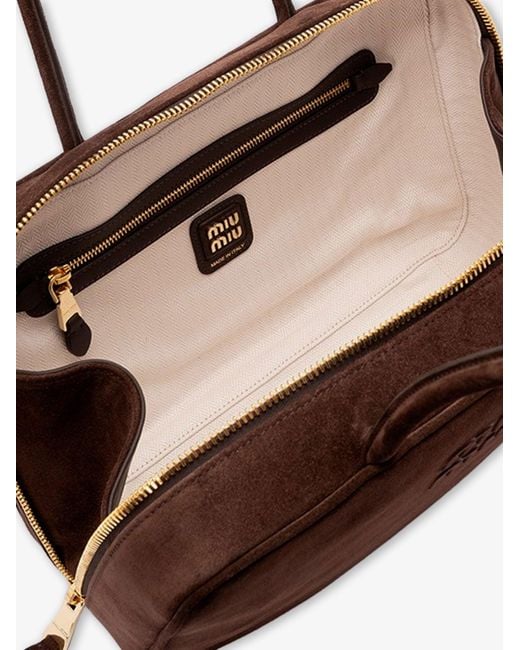 Miu Miu Brown Beau Suede Handbag