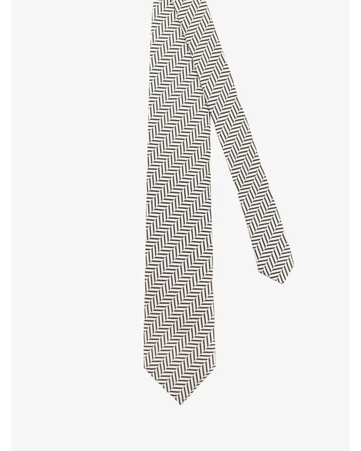 Tom Ford White Silk Tie With Geometric Pattern for men