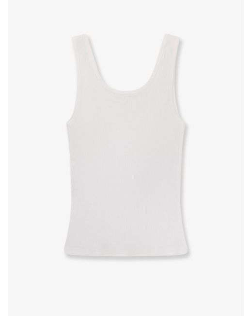 Chloé White Ribbed Cotton Tank Top