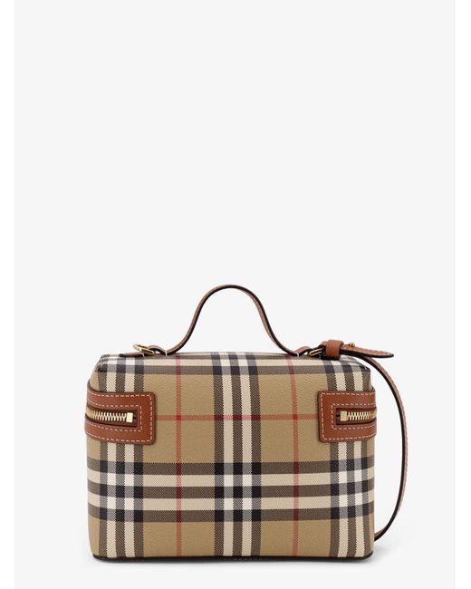 Burberry Brown Coated Canvas Vanity Check Crossbody Bag With Check Motif