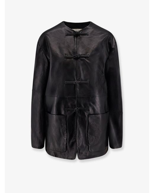 Rohe Black Mandarin Closure Leather Jacket