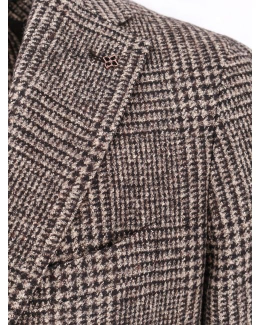 Tagliatore Brown Single-Breasted Prince Of Wales Blazer for men