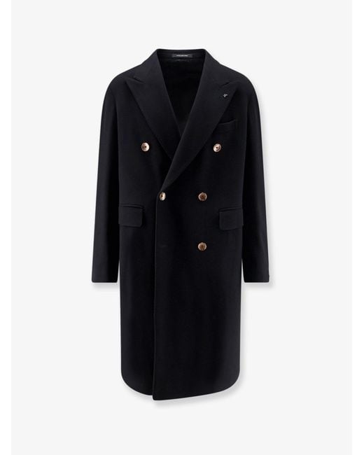 Tagliatore Black Unlined Virgin Wool And Cashmere Coat for men