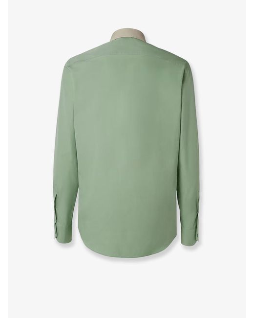 Fendi Green Cotton Poplin Shirt for men
