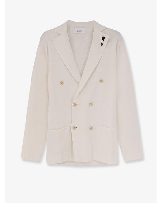 Lardini White Knitted Blazer for men