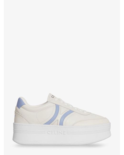 Céline White Leather Block Sneakers With Triomphe Logo On The Back