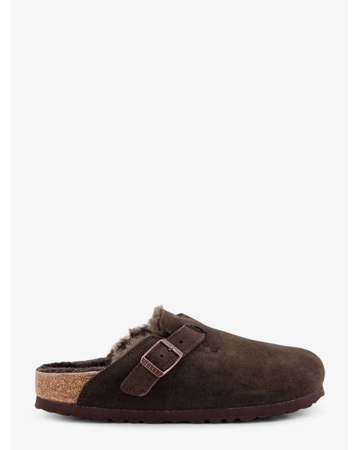 Birkenstock White Boston Vl/Shearling Suede Mule