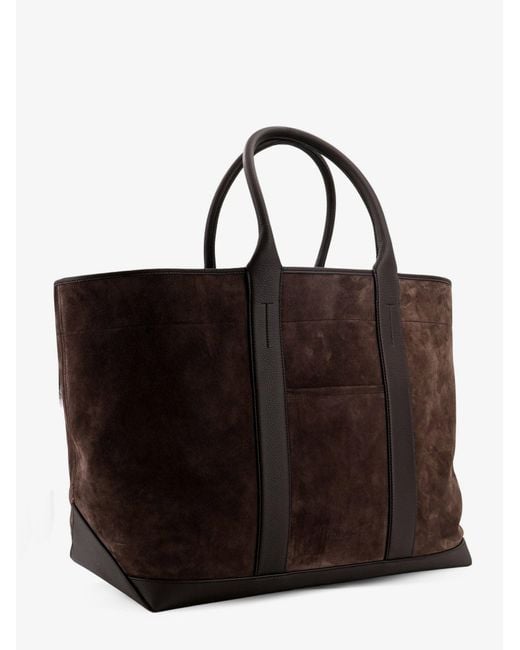 Tom Ford Brown Suede Shopping Bag With Logo Engraved On The Bottom for men