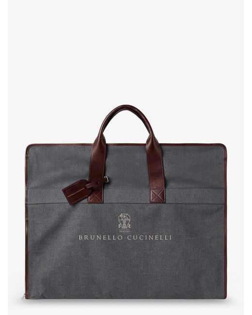 Brunello Cucinelli Black Technical Fabric And Leather Garment Bag for men