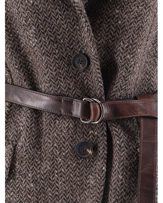 Brunello Cucinelli Brown Sleeveless Blazer With Belt