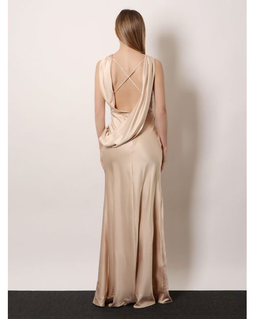 ACTUALEE Natural Satin Long Dress