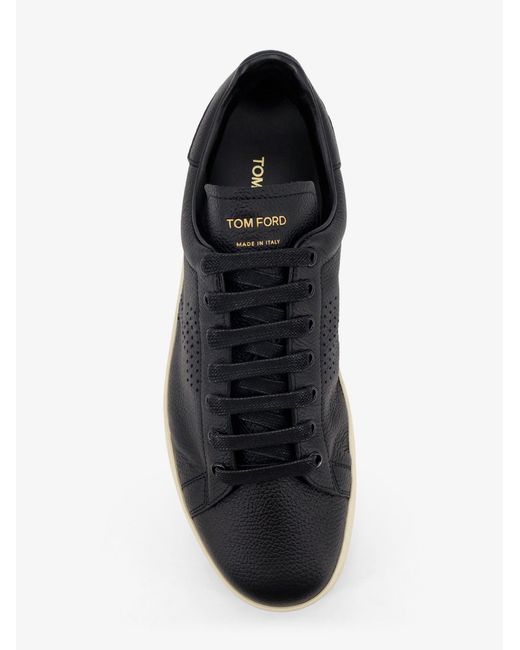 Tom Ford Black Warwick Leather Sneakers for men