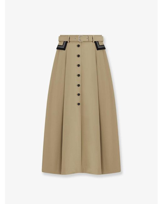 Dior Natural Flared Midi Cotton Skirt