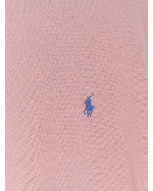 Polo Ralph Lauren Pink Cotton Blend Sweatshirt With Front Embroidered Logo