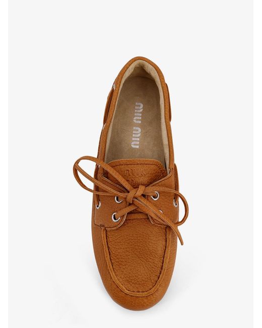 Miu Miu Brown Vintage Effect Leather Loafers