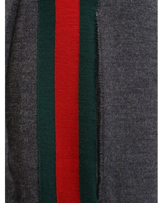 Gucci Blue Wool Leisure Trousers With Web Insert for men