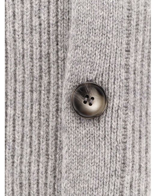 Amaranto Gray Wool And Cashmere Cardigan for men