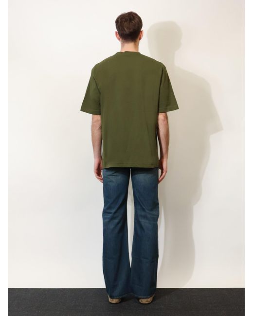 Gucci Green Cotton T-Shirt With Embroidery On The Front for men