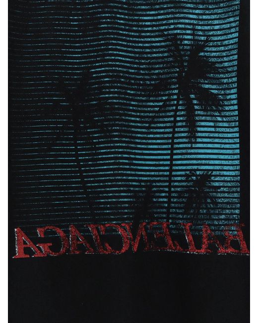 Balenciaga Black Cotton T-Shirt With Front Print for men