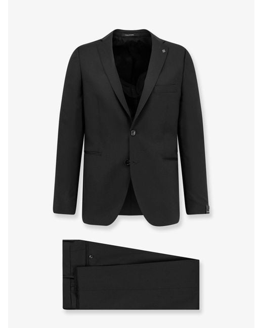 Tagliatore Black Single-Breasted Virgin Wool Suit for men