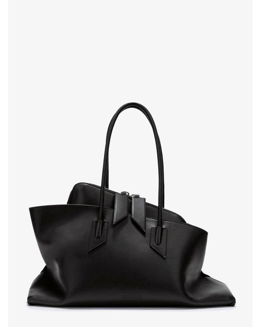 The Attico Black La Passeggiata Medium Leather Shoulder Bag