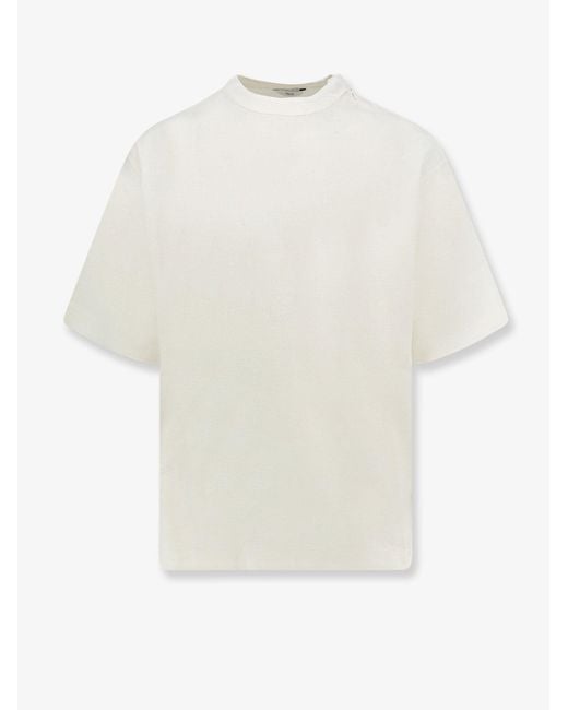 Hevò White Ripalta Linen And Viscose Blend T-Shirt for men