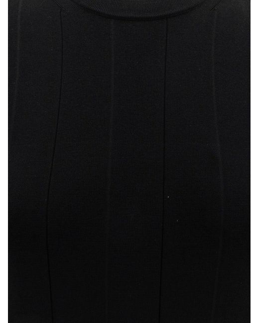 Max Mara Black Orafo Viscose Blend Midi Dress