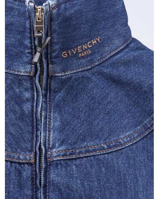 Givenchy Blue Denim Jacket With Embroidered Lettering Logo