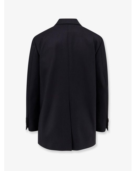 Lardini Blue Virgin Wool Blazer With Iconic Brooch