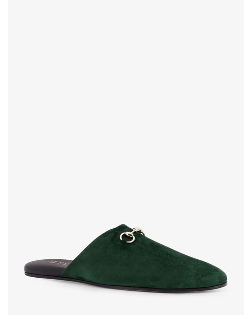 Green Sabots Gucci Suede Sabot With Horsebit in Green | Lyst
