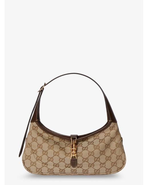 Gucci Brown Jackie Slim Gg Fabric And Leather Shoulder Bag